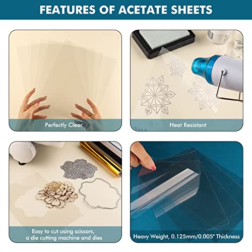 CYFUN DESIGN Heat Resistant Clear Acetate Sheets for Making Shaker Windows 50PCS/Set Transparent Plastic Sheets for DIY Scrapbooking Handmade Shaker Cards Album Photo Frame Accessories 4.3x6.3inch 0.005" Thickness - Image 3