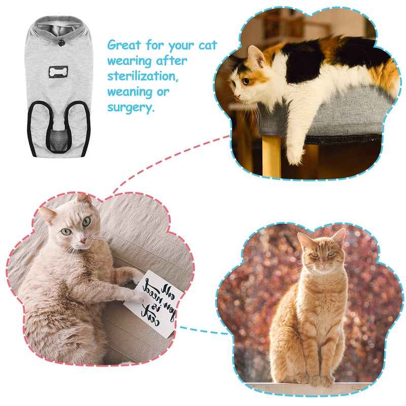 Pet Sterilization Clothes Anti-licking Clothes Recovery Suit Post- Clothes for Cats Dogs - Size XS (Grey) - Image 4
