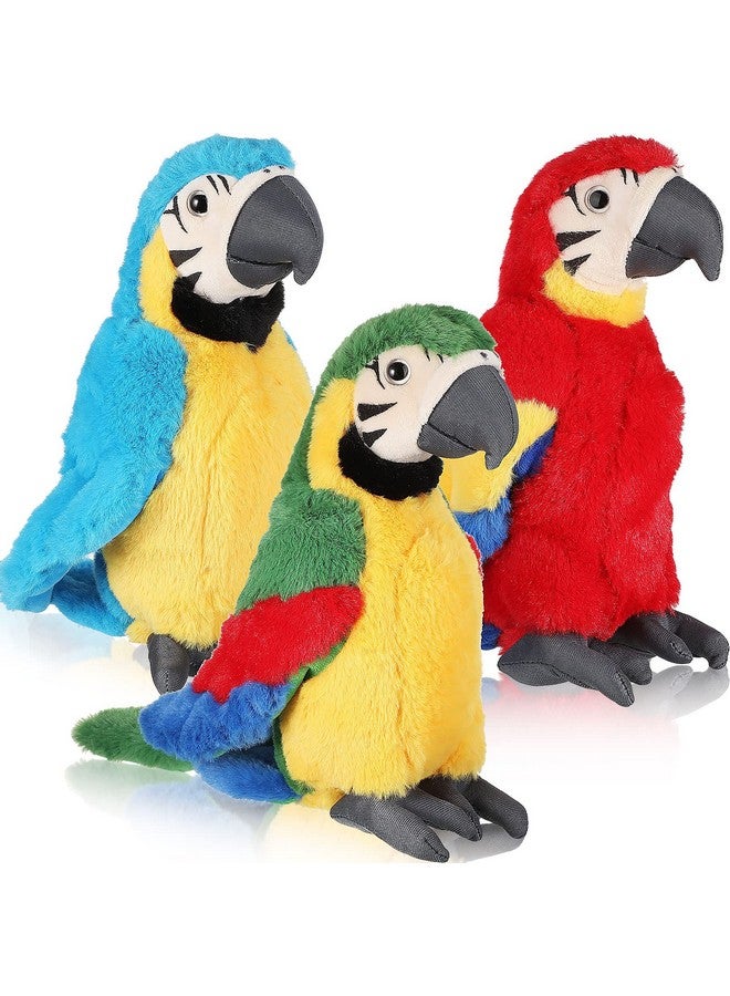 Jexine 3 Pcs Macaw Parrot Plush Toy Soft Stuffed Animal Toy Parrot Bird Stuffed Animal Blue Red Stuffed Parrot For Gifts Doll, 9.8 Inch - Image 1