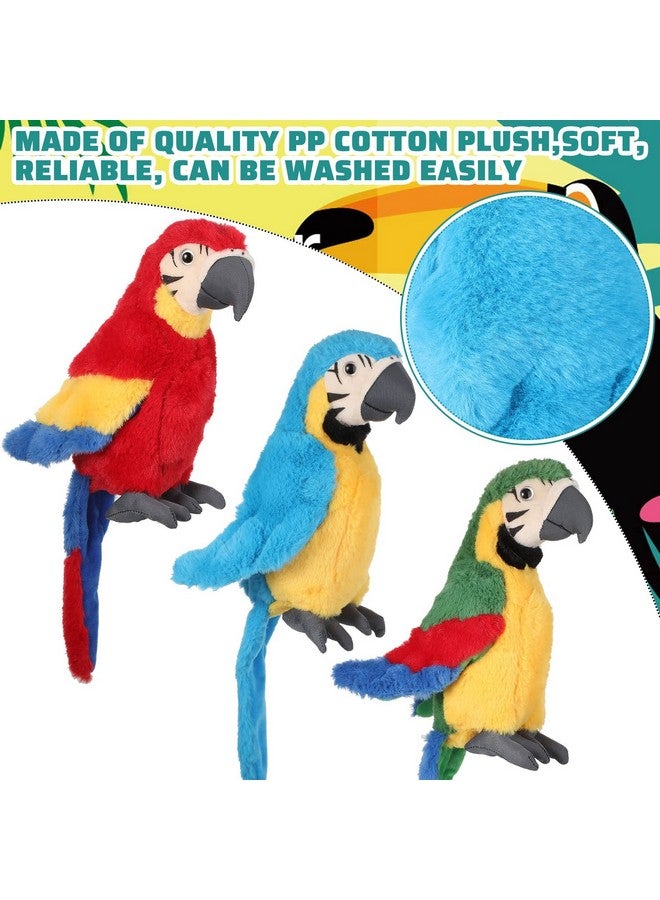 Jexine 3 Pcs Macaw Parrot Plush Toy Soft Stuffed Animal Toy Parrot Bird Stuffed Animal Blue Red Stuffed Parrot For Gifts Doll, 9.8 Inch - Image 3