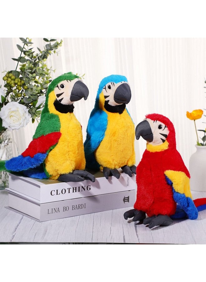Jexine 3 Pcs Macaw Parrot Plush Toy Soft Stuffed Animal Toy Parrot Bird Stuffed Animal Blue Red Stuffed Parrot For Gifts Doll, 9.8 Inch - Image 4