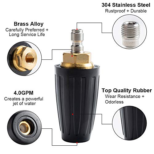 AURORA CAR Pressure Washer Tips Turbo Nozzle Pressure Washer 4000 PSI Max Rotating Pressure Washer Nozzle with 1/4'' Quick Connect for Cleaning Brick, Concrete, and Vinyl Surfaces，4.0 GPM 4.0 Orifice - Image 5
