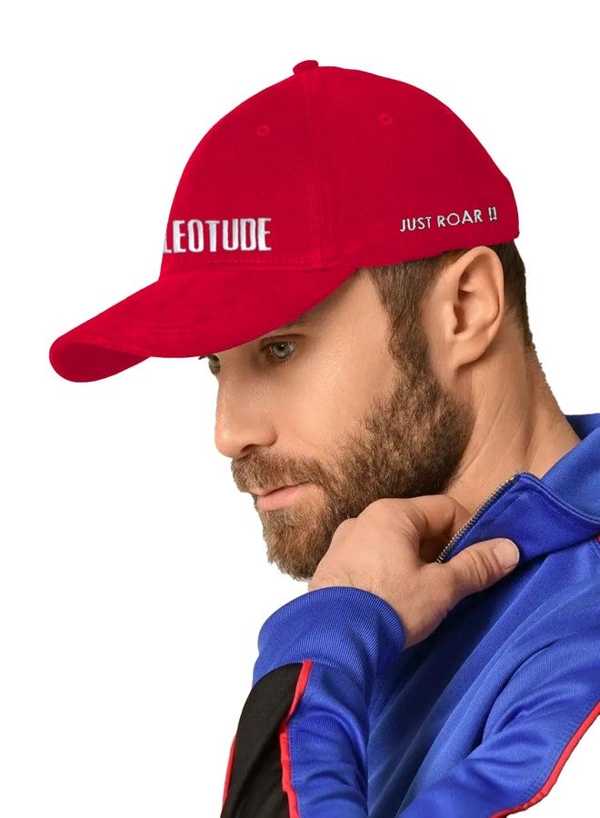 LEOTUDE Men's Red Embroidedered Cap - Image 1