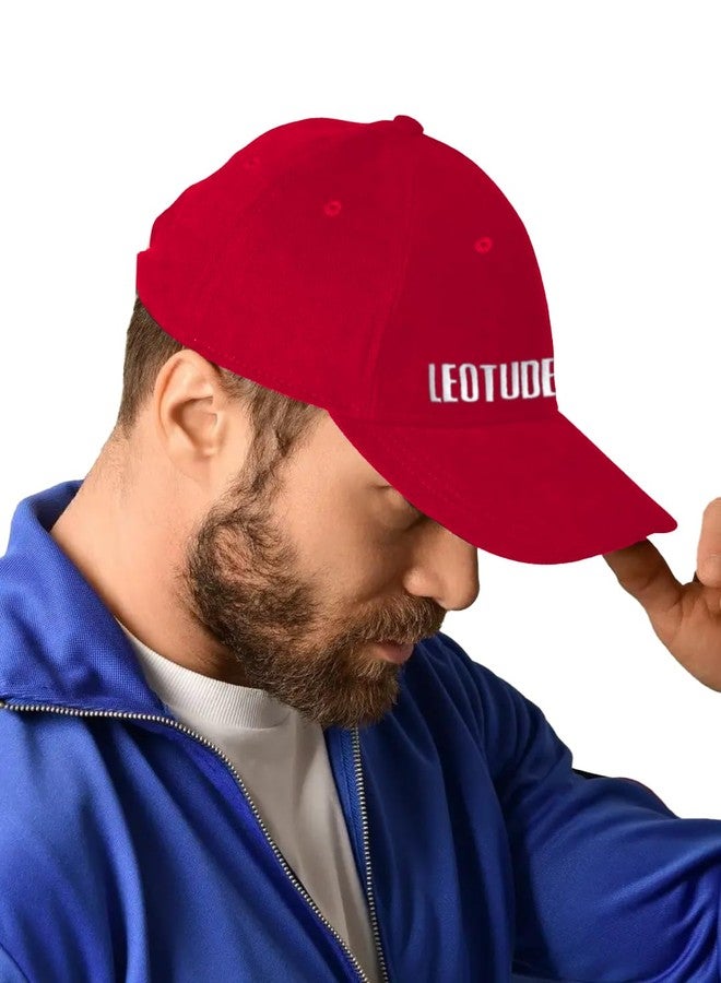 LEOTUDE Men's Red Embroidedered Cap - Image 4