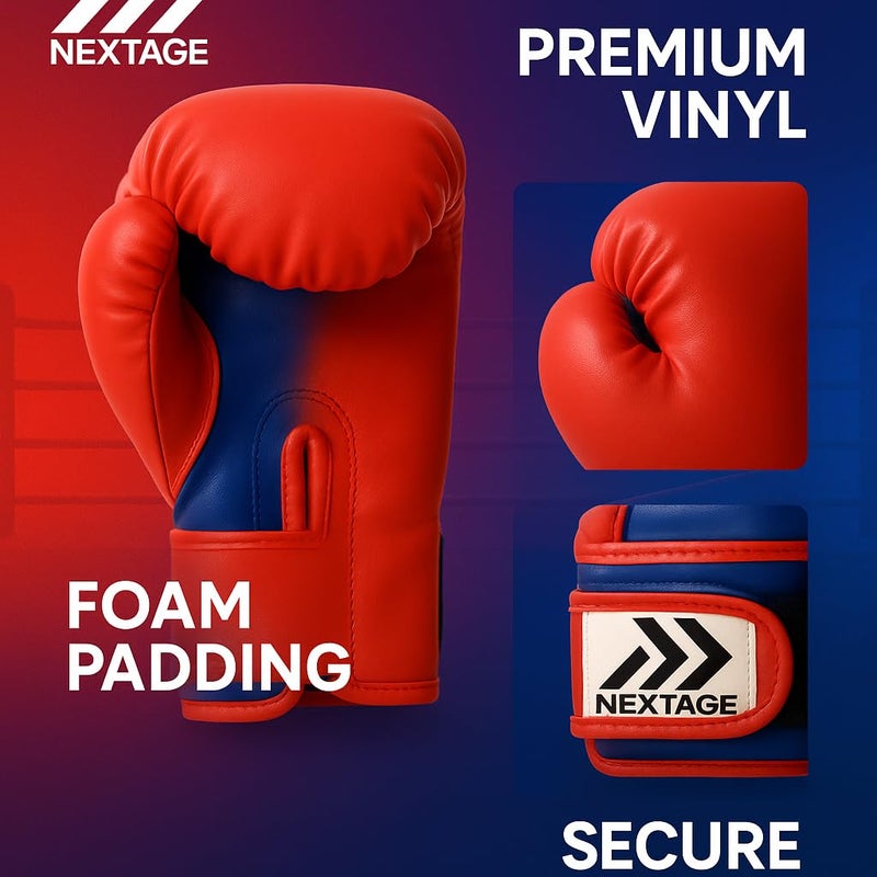Nextage Kids 6 oz Boxing Gloves for Age 7-10 | Lightweight PU Vinyl Training Gloves with Foam Padding & Wrap‑Around Strap | Boxing Gloves for Children’s Sparring & Punching Bag Practice - Image 4
