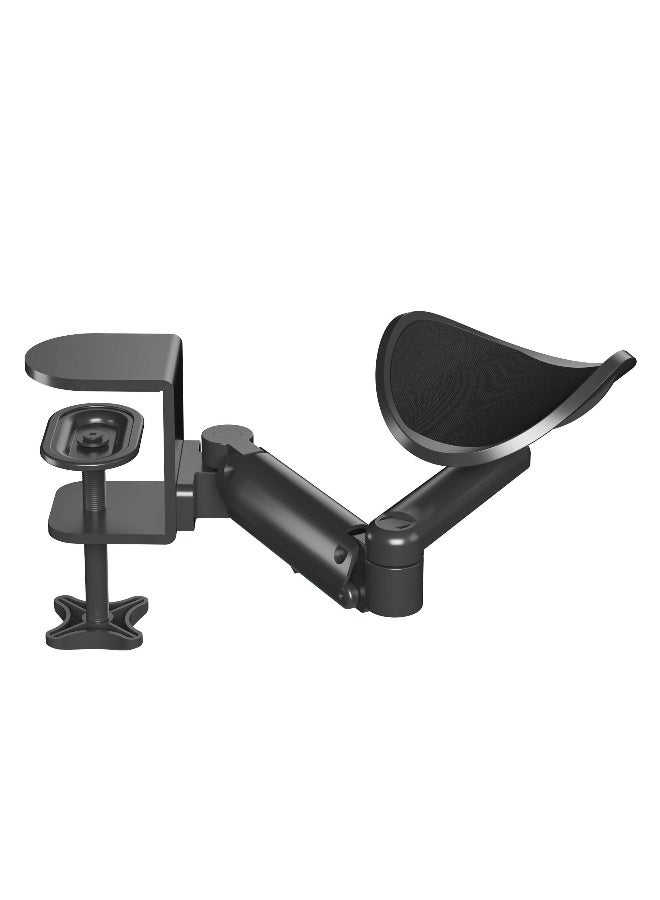 Computer Arm Rest for Desk, Ergonomic Arm Rest Support Extender for Desk Armrest Pad Rotating Elbow Rest Holder, Aluminum Extendable  Adjustable Arm Rest Holder (Black) - Image 1
