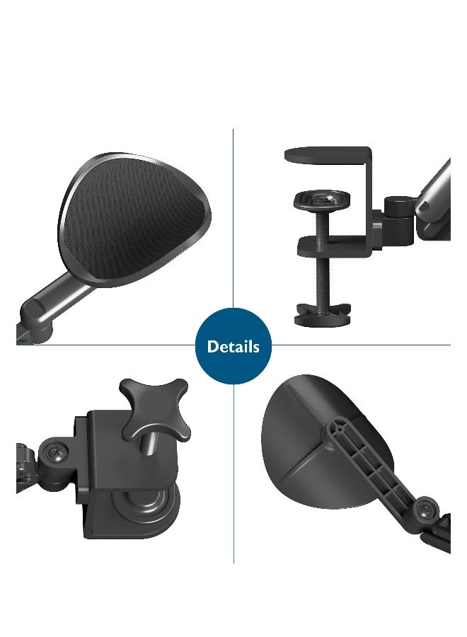 Computer Arm Rest for Desk, Ergonomic Arm Rest Support Extender for Desk Armrest Pad Rotating Elbow Rest Holder, Aluminum Extendable  Adjustable Arm Rest Holder (Black) - Image 5