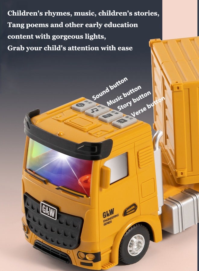 Construction Truck Toys Set Foldable construction vehicle toys Container truck toys 6 engineering vehicles and 2 engineers Track toys Inertial drive With lights and music  - Image 3