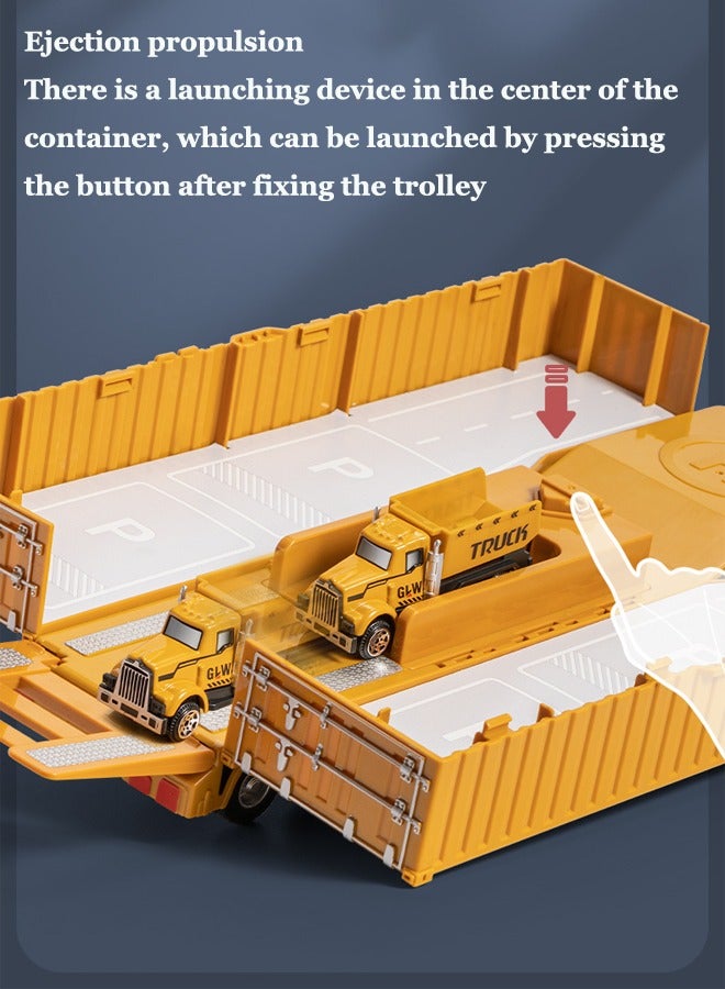 Construction Truck Toys Set Foldable construction vehicle toys Container truck toys 6 engineering vehicles and 2 engineers Track toys Inertial drive With lights and music  - Image 4