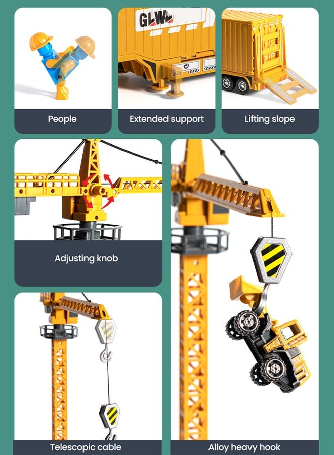 Construction Truck Toys Set Foldable construction vehicle toys Container truck toys 6 engineering vehicles and 2 engineers Track toys Inertial drive With lights and music  - Image 5