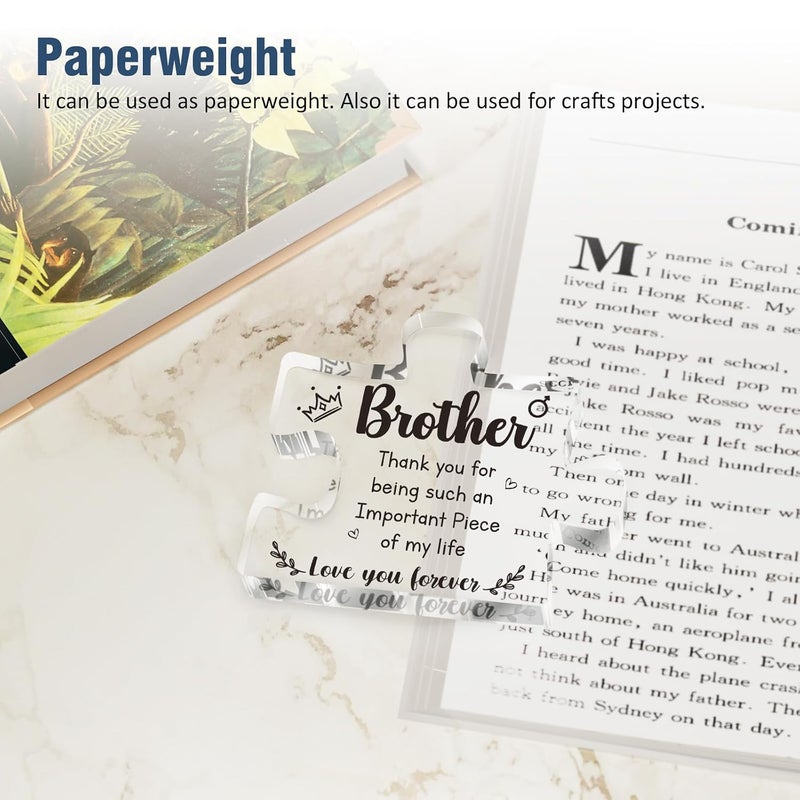 Buioata Brother Gifts - Engraved Acrylic Block Puzzle Plaque Decorations 3.9 x 3.3 inch - Christmas Fathers Day Birthday Gifts for Brother, Ideas - Image 5