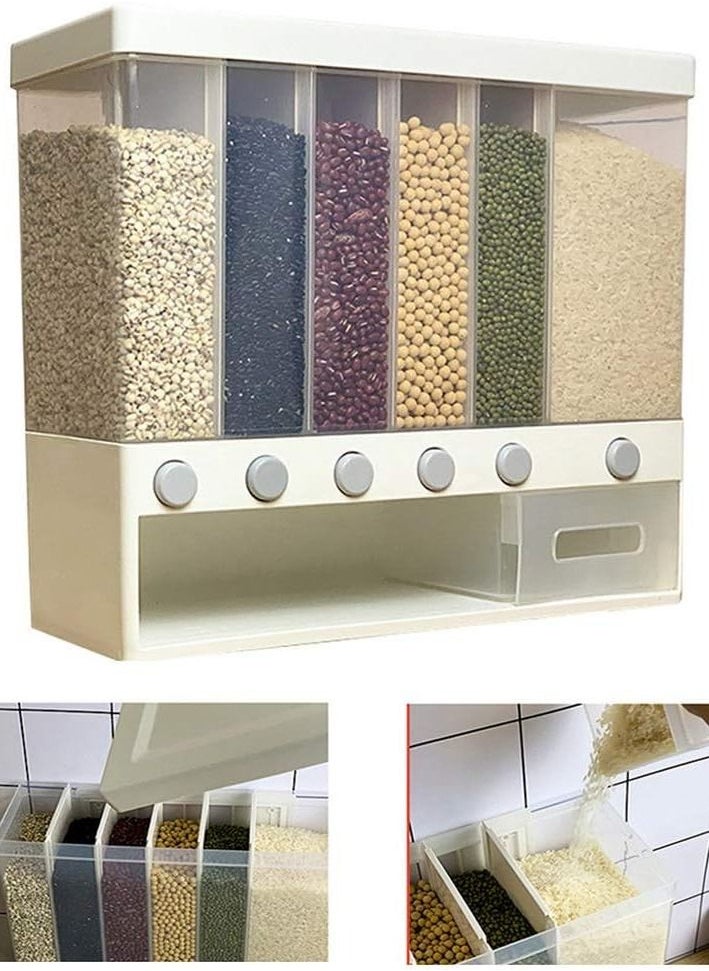 NuSense Wall Mounted Dry Food Dispenser Whole Grains Rice Bucket Rice Storage Tank Space Saving Containers  - Image 1