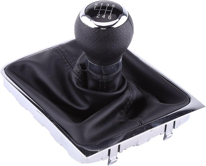 plplaaoo Car Gear Shift Cover,Black Manual Shifter Boot,Shifter Boot Cover,6 Speed Car Gear Shift Knob Stick Gaiter Boot Frame Kit,Plastic, Synthetic Leather,for Passatss B6 2005-2012 - Image 1
