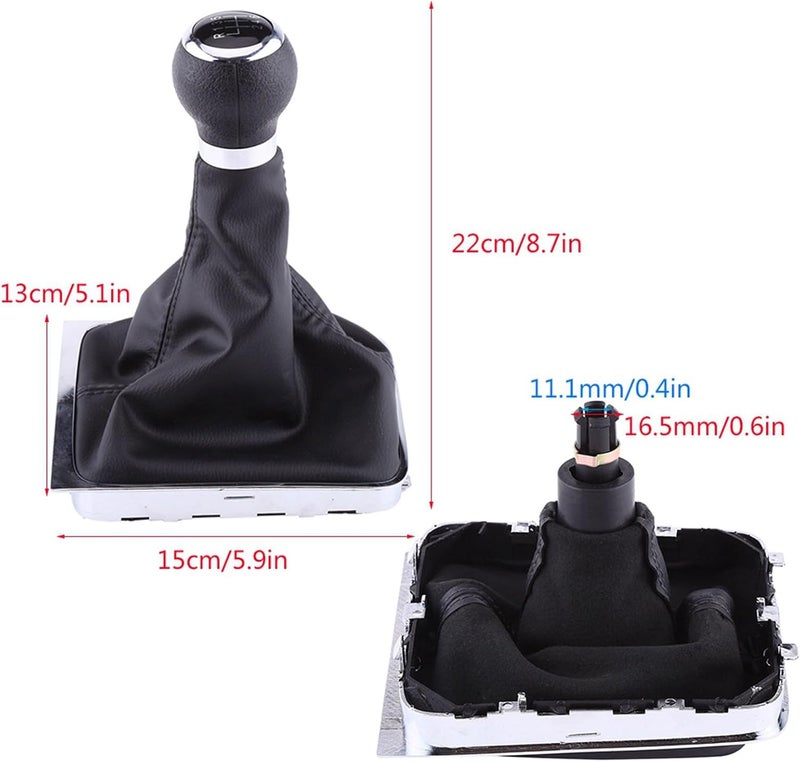 plplaaoo Car Gear Shift Cover,Black Manual Shifter Boot,Shifter Boot Cover,6 Speed Car Gear Shift Knob Stick Gaiter Boot Frame Kit,Plastic, Synthetic Leather,for Passatss B6 2005-2012 - Image 3