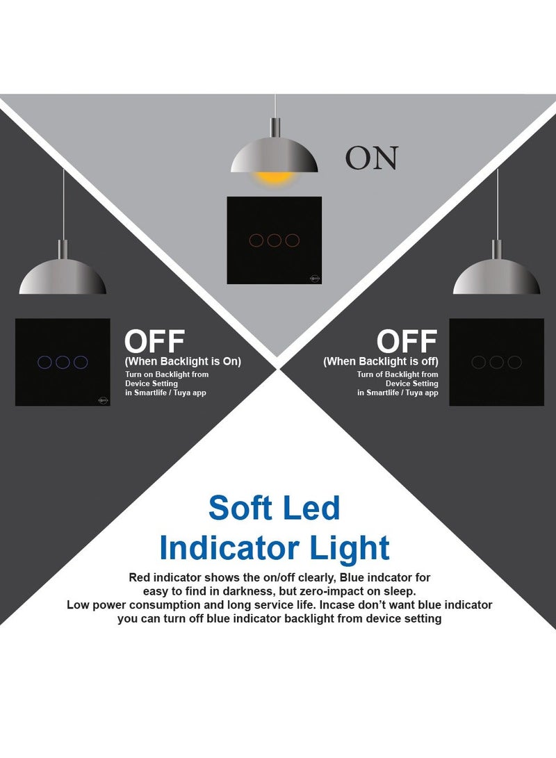 SASKA Smart Tuya Wifi Touch Light Switch (SJ-A1) Smartlife App Remote Control, Timing Function Voice Control Compatible with Google Home - No Neutral No Hub Needed (1Gang, Black) - Image 4