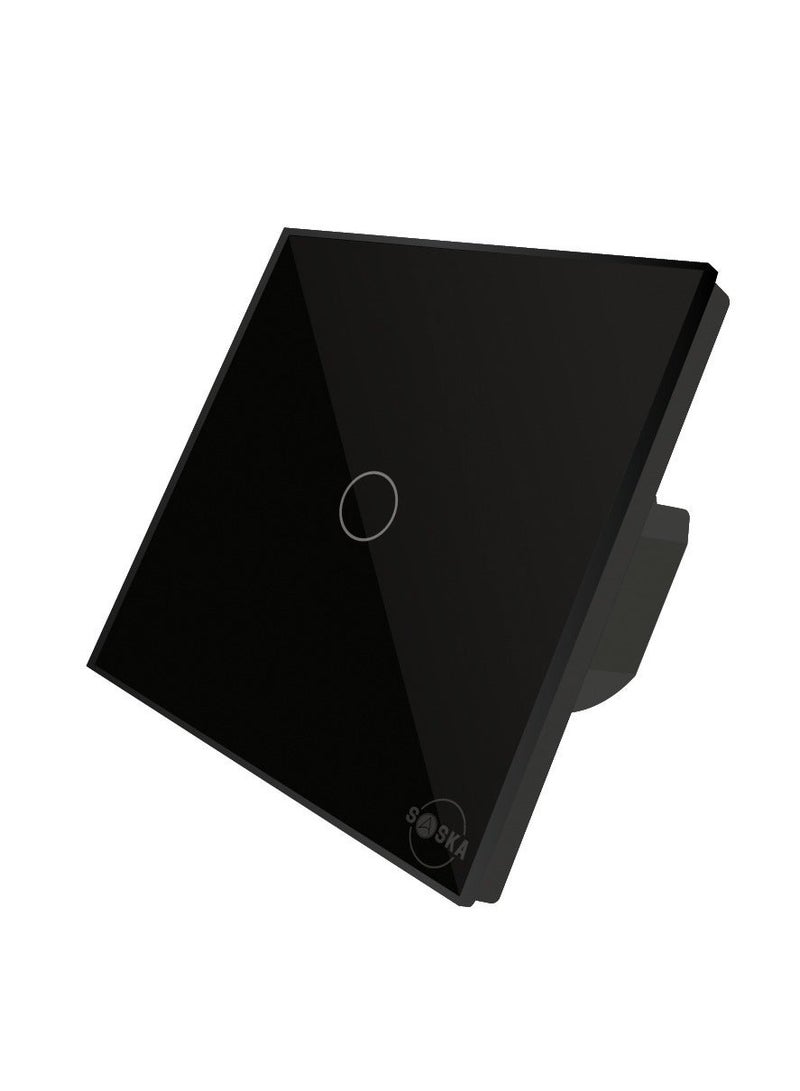 SASKA Smart Tuya Wifi Touch Light Switch (SJ-A1) Smartlife App Remote Control, Timing Function Voice Control Compatible with Google Home - No Neutral No Hub Needed (1Gang, Black) - Image 1