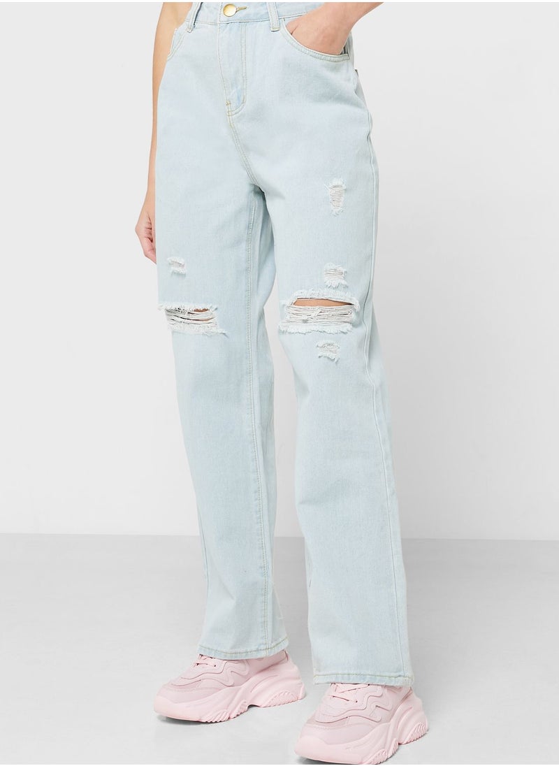 Ginger - Mom Fit Jeans With Distress Detail - Image 1