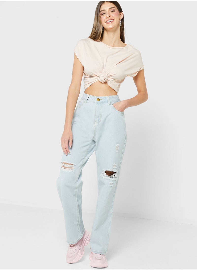 Ginger - Mom Fit Jeans With Distress Detail - Image 1