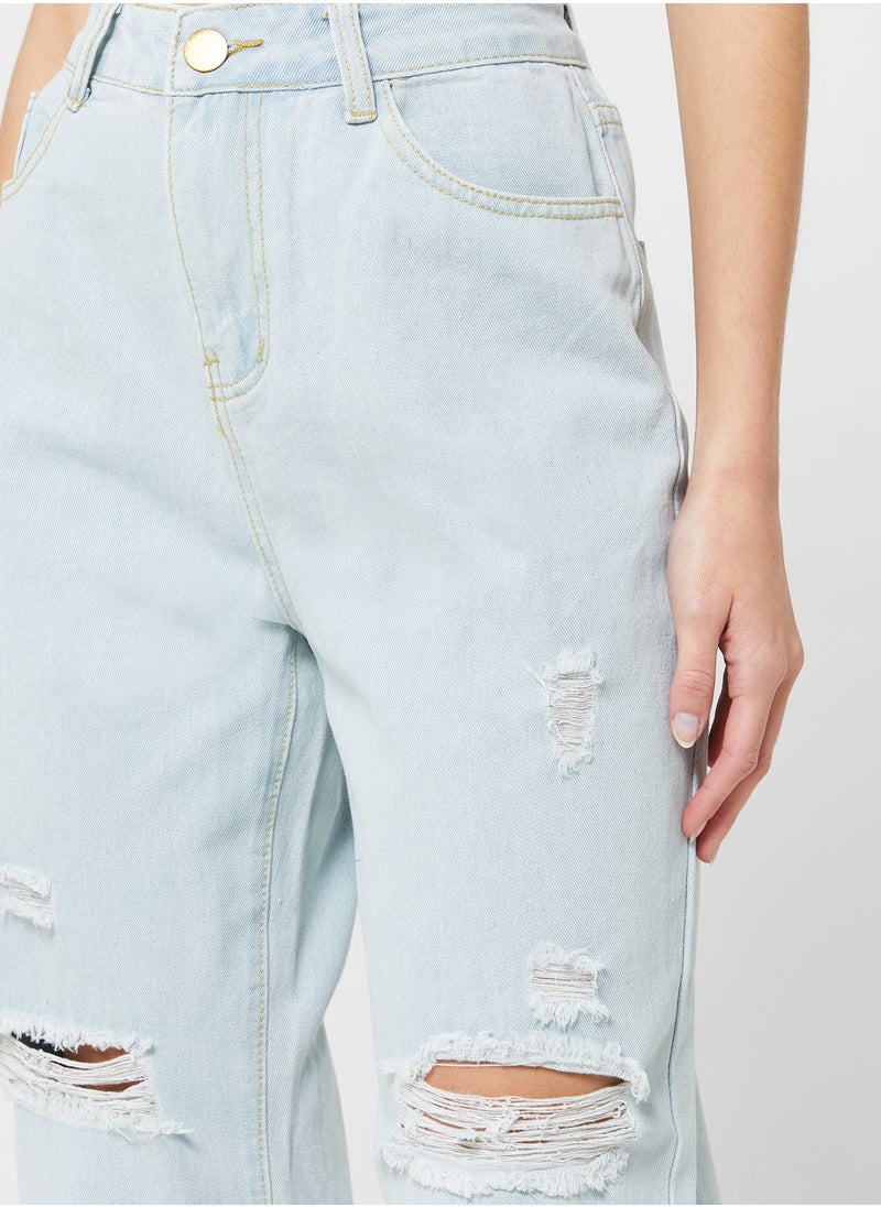 Ginger - Mom Fit Jeans With Distress Detail - Image 1