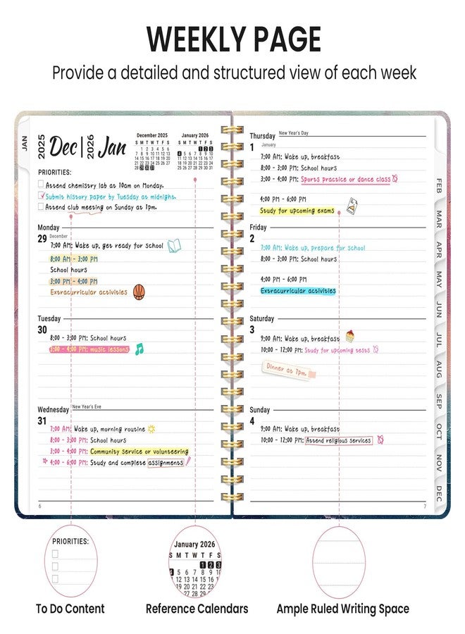Taja 2026 Planner, Aesthetic Weekly and Monthly Planner for Women, Jan 2026 to Dec 2026, Hardcover 2026 Calendar Book with Monthly Tabs, Inner Pocket, Perfect for Office Home School - A5 (6.3" x 8.5 - Image 3