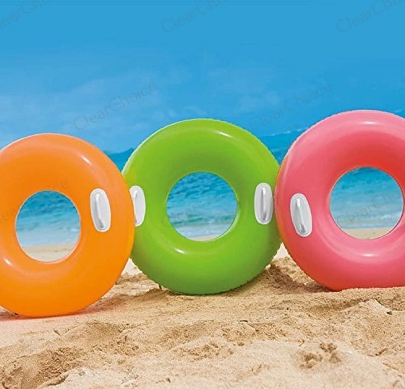 ClearChoice :- Adult Swimming Ring Inflatable Pool Float Tube Circle Water Toys 2 Handles(Size - 30''inch)(Multi Color)(8 + Years up)(1 PIS) - Image 3