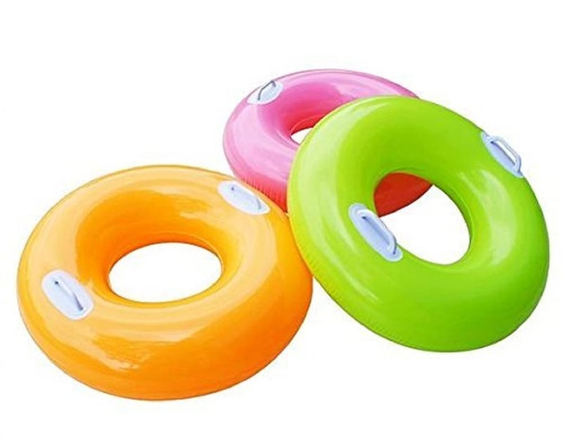 ClearChoice :- Adult Swimming Ring Inflatable Pool Float Tube Circle Water Toys 2 Handles(Size - 30''inch)(Multi Color)(8 + Years up)(1 PIS) - Image 5