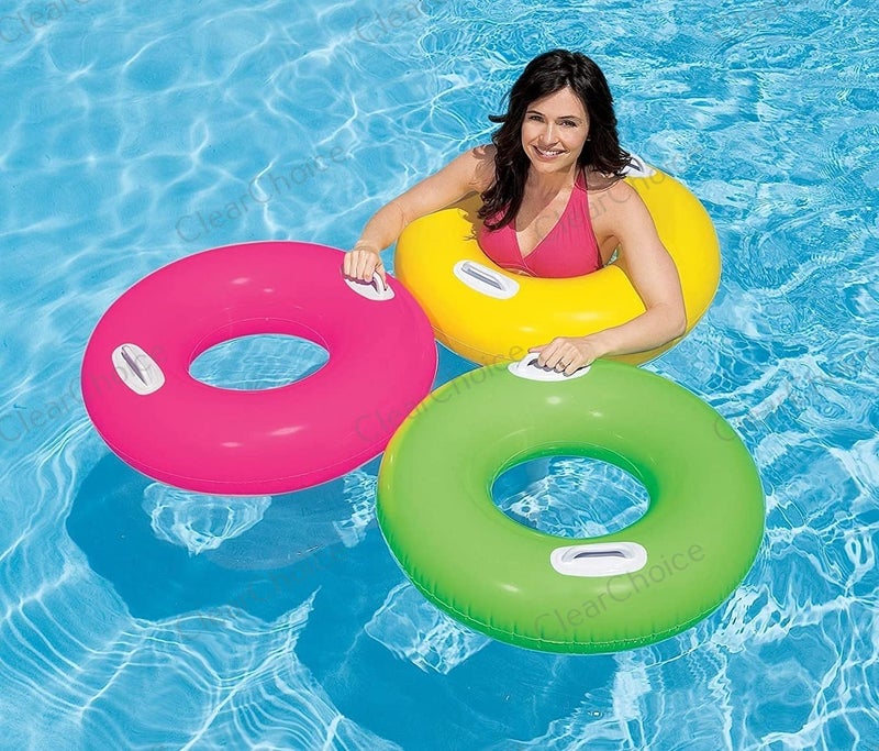 ClearChoice :- Adult Swimming Ring Inflatable Pool Float Tube Circle Water Toys 2 Handles(Size - 30''inch)(Multi Color)(8 + Years up)(1 PIS) - Image 2