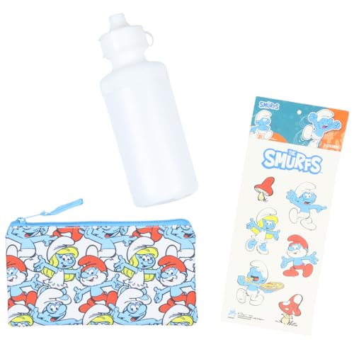 INTIMO The Smurfs Backpack 5-Piece Mega Set Travel Daypack Bag with Lunch Box Pencil Case Water Bottle and Stickers - Image 4