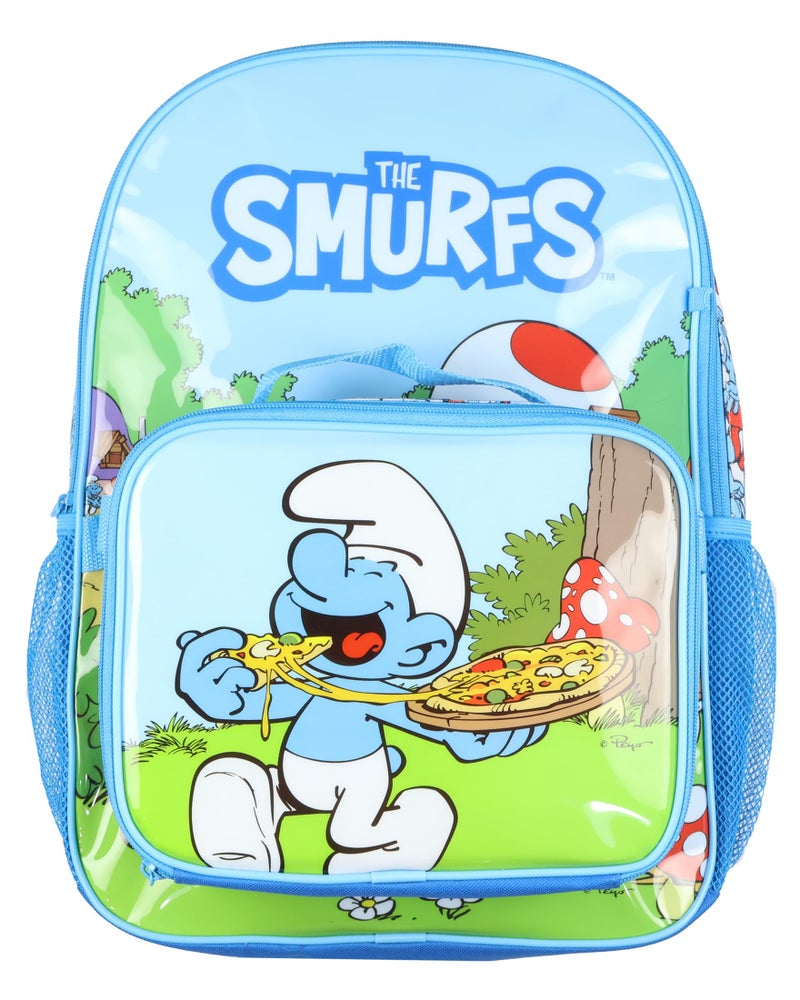 INTIMO The Smurfs Backpack 5-Piece Mega Set Travel Daypack Bag with Lunch Box Pencil Case Water Bottle and Stickers - Image 2