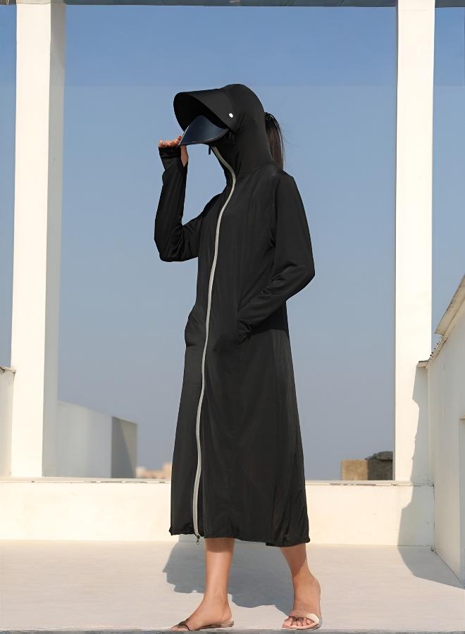 Women's Long Sun Protection Jacket - Loose Breathable UV Protection Full Body Cover-Up Summer Cycling Outerwear - Image 1