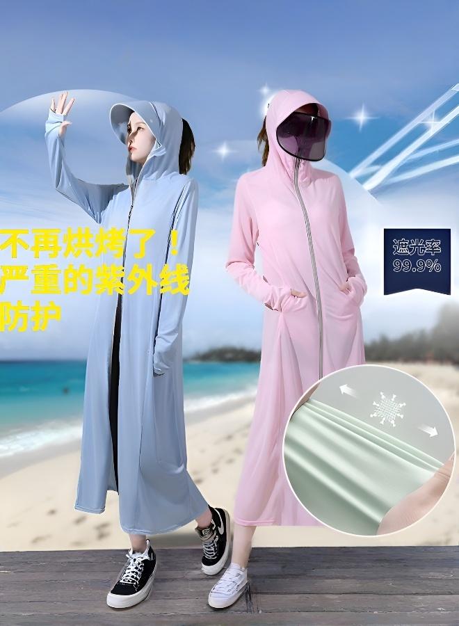 Women's Long Sun Protection Jacket - Loose Breathable UV Protection Full Body Cover-Up Summer Cycling Outerwear - Image 4