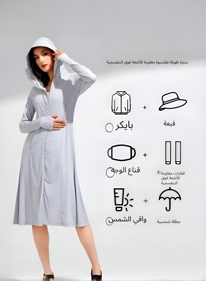 Women's Long Sun Protection Jacket - Loose Breathable UV Protection Full Body Cover-Up Summer Cycling Outerwear - Image 3