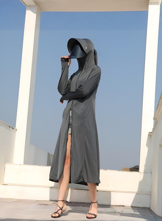 Women's Long Sun Protection Jacket - Loose Breathable UV Protection Full Body Cover-Up Summer Cycling Outerwear - Image 2