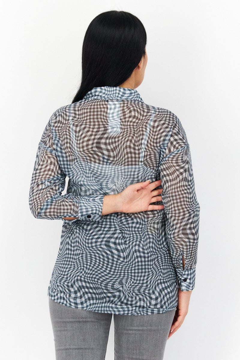Don't Call Me Jennyfer Women Long Sleeves checkered Casual Shirt, Green  - Image 3