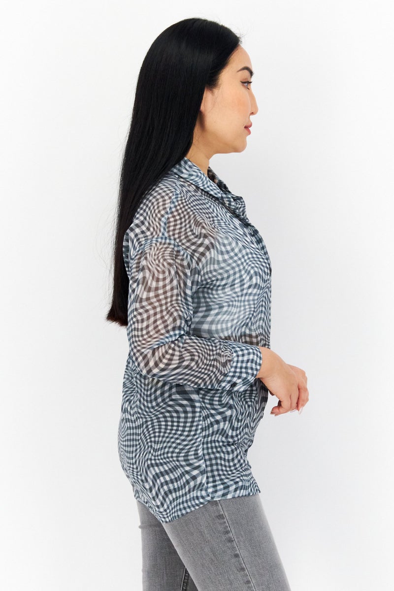 Don't Call Me Jennyfer Women Long Sleeves checkered Casual Shirt, Green  - Image 2