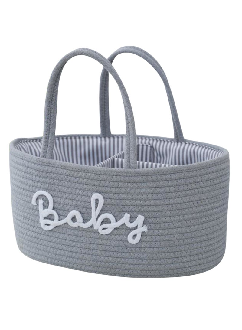 NOVOLAN NOVOLAN Baby Diaper Caddy Organizer, Detachable Cotton Rope Storage Basket, Wet & Dry Separation Diaper Bin, Portable Nursery Storage for Baby Essentials, 36 * 22 * 18cm, for Modern Parents (Grey)  - Image 1