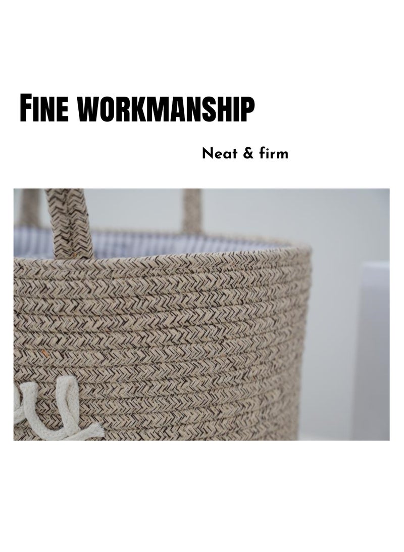 NOVOLAN منظم حفاضات الأطفال، سلة تخزين قابلة للفصل من حبل قطني، سلة حفاضات منفصلة جافة ورطبة، تخزين محمول لمستلزمات الطفل الأساسية، 36 × 22 × 18 سم، للآباء المعاصرين (رمادي)