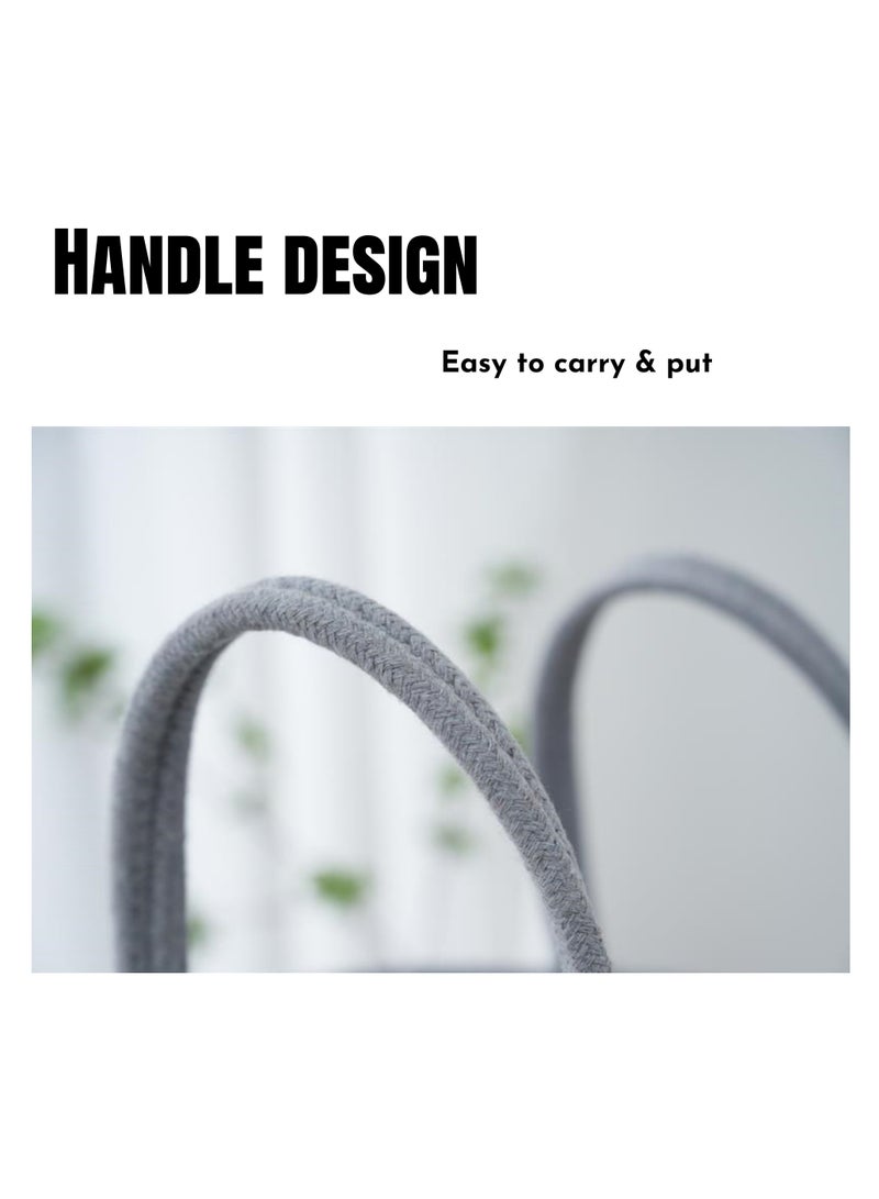 NOVOLAN منظم حفاضات الأطفال، سلة تخزين قابلة للفصل من حبل قطني، سلة حفاضات منفصلة جافة ورطبة، تخزين محمول لمستلزمات الطفل الأساسية، 36 × 22 × 18 سم، للآباء المعاصرين (رمادي)