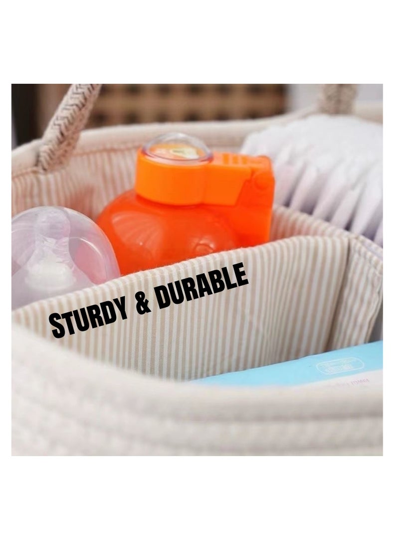 NOVOLAN منظم حفاضات الأطفال، سلة تخزين قابلة للفصل من حبل قطني، سلة حفاضات منفصلة جافة ورطبة، تخزين محمول لمستلزمات الطفل الأساسية، 36 × 22 × 18 سم، للآباء المعاصرين (رمادي)