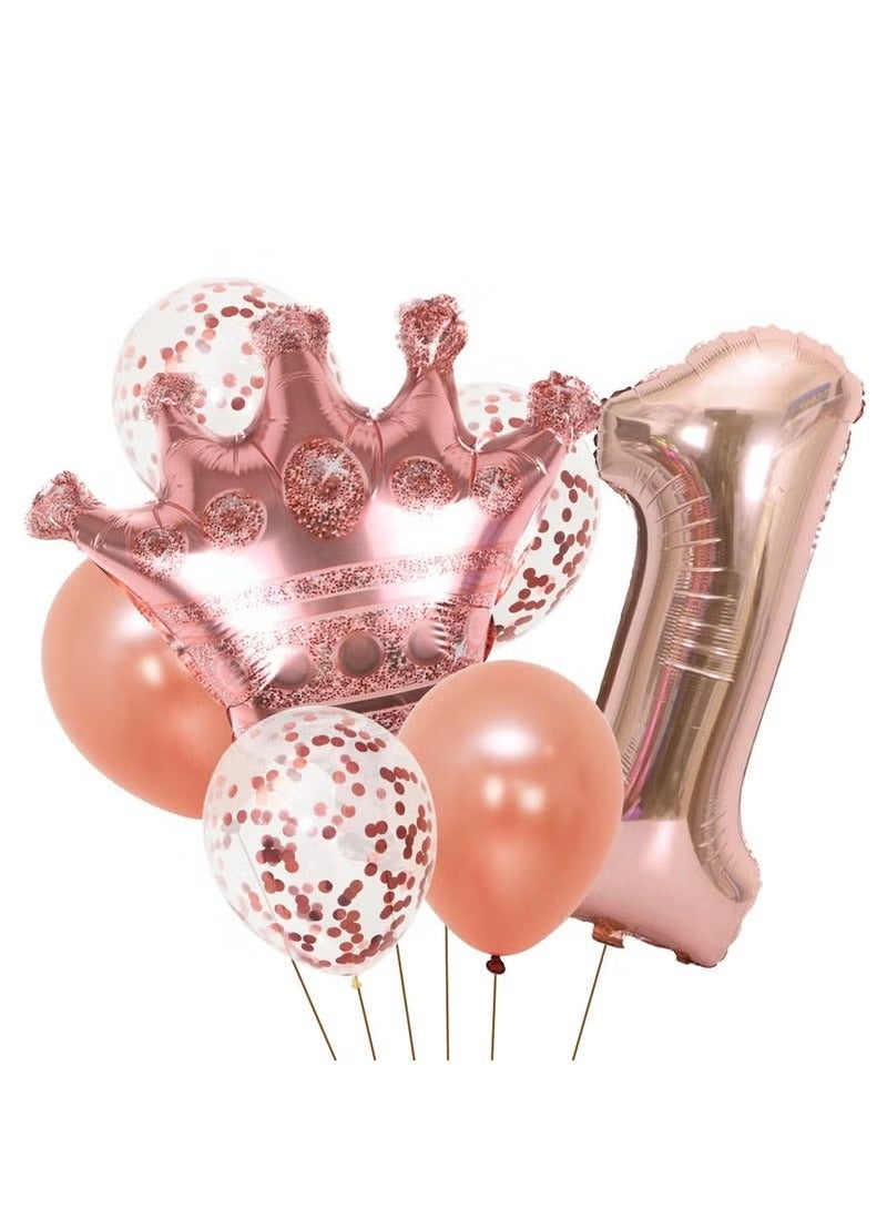 Rose Gold 16 Inch Digital Balloon Set One Year Birthday Kids Birthday Party Decoration Balloons
