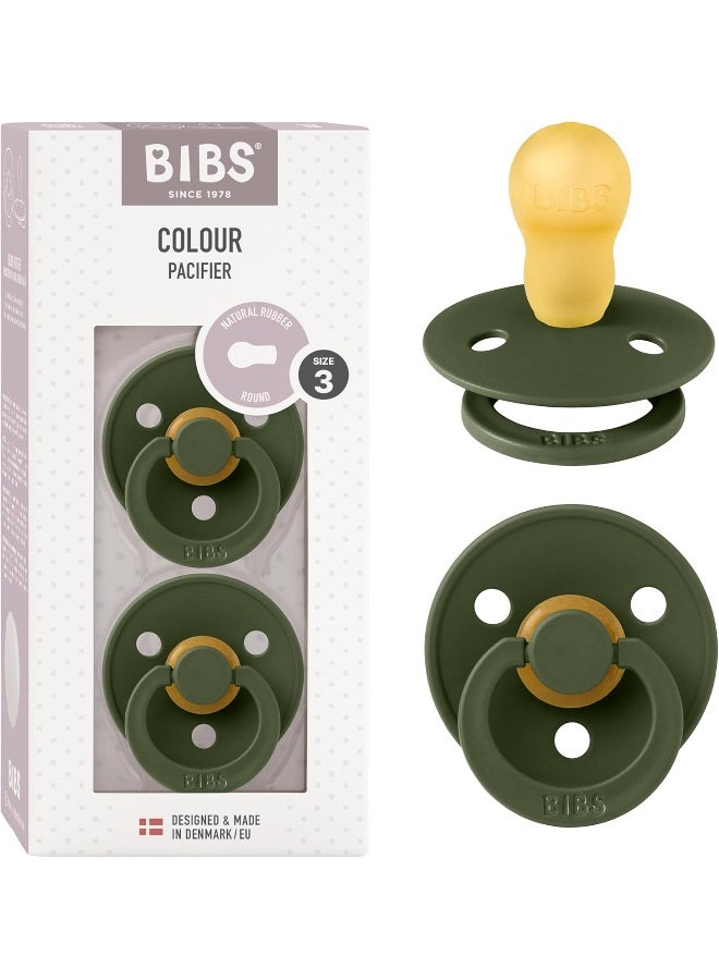 BIBS Pacifiers Colour Collection | Natural Rubber Baby Pacifier | Set of 2 BPA-Free Soothers | Made in Denmark | 18+ Months (Pack of 2) | Hunter Green - Image 1