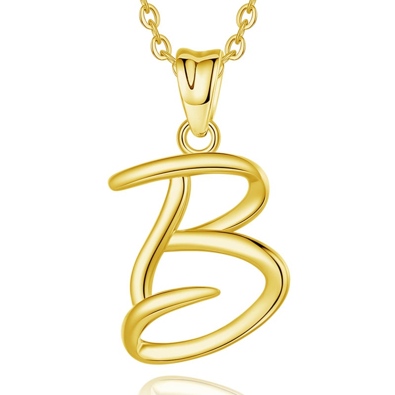 EUDORA 18K Gold Plated Sterling Silver B Initial Necklaces for Women, Gold Dainty Classic 26 Letter B Pendant Monogram Necklace Jewelry Birthday Mothers Day Gifts for Women Mom,18inch Chain - Image 1
