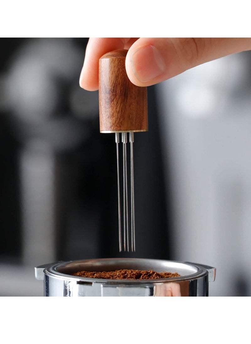 ULHYC - Portable Mini Coffee Needle, Anti-Caking Ground Coffee Stirring Tool, 6 Needles Coffee Stirrer with Storage Base, Coffee Distributor Hand Stirrer Tool for Home, Kitchen, Cafe - Image 1