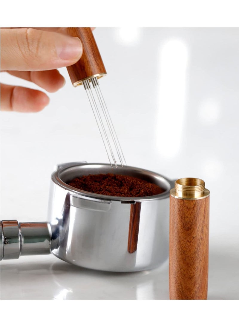 ULHYC - Portable Mini Coffee Needle, Anti-Caking Ground Coffee Stirring Tool, 6 Needles Coffee Stirrer with Storage Base, Coffee Distributor Hand Stirrer Tool for Home, Kitchen, Cafe - Image 1