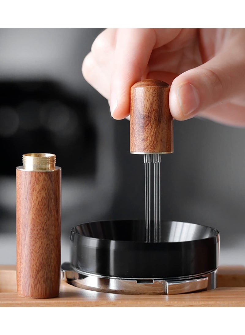 ULHYC - Portable Mini Coffee Needle, Anti-Caking Ground Coffee Stirring Tool, 6 Needles Coffee Stirrer with Storage Base, Coffee Distributor Hand Stirrer Tool for Home, Kitchen, Cafe - Image 1