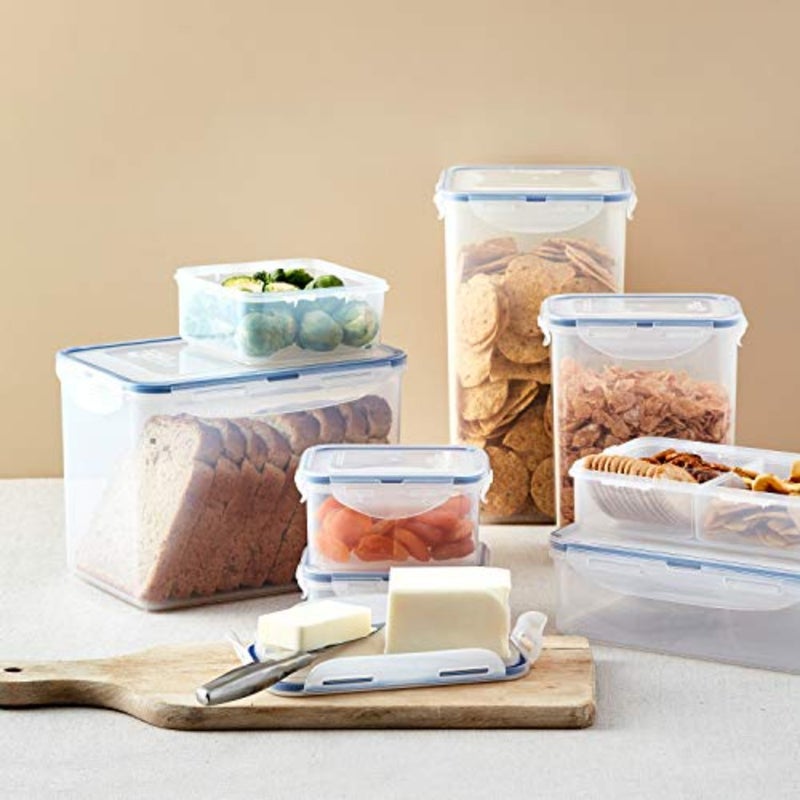 LOCK and LOCK Easy Essentials Food Storage lids/Airtight Plastic, containers, BPA Free, 14-Piece, Clear - Image 2