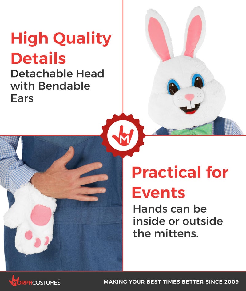 Morph Easter Bunny Costume Adult with Dungarees, Bunny Outfit, Easter Costumes for Adults, Rabbit Suit, X-Large - Image 3