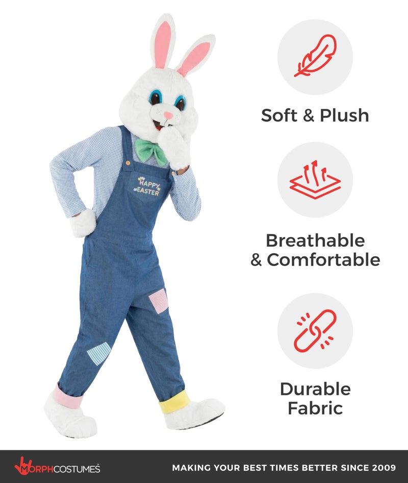 Morph Easter Bunny Costume Adult with Dungarees, Bunny Outfit, Easter Costumes for Adults, Rabbit Suit, X-Large - Image 4