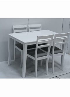 SILA MODERN DESIGN 4 SEATER WOODEN DINING SET WITH CHAIRS WHITE  - Image 3