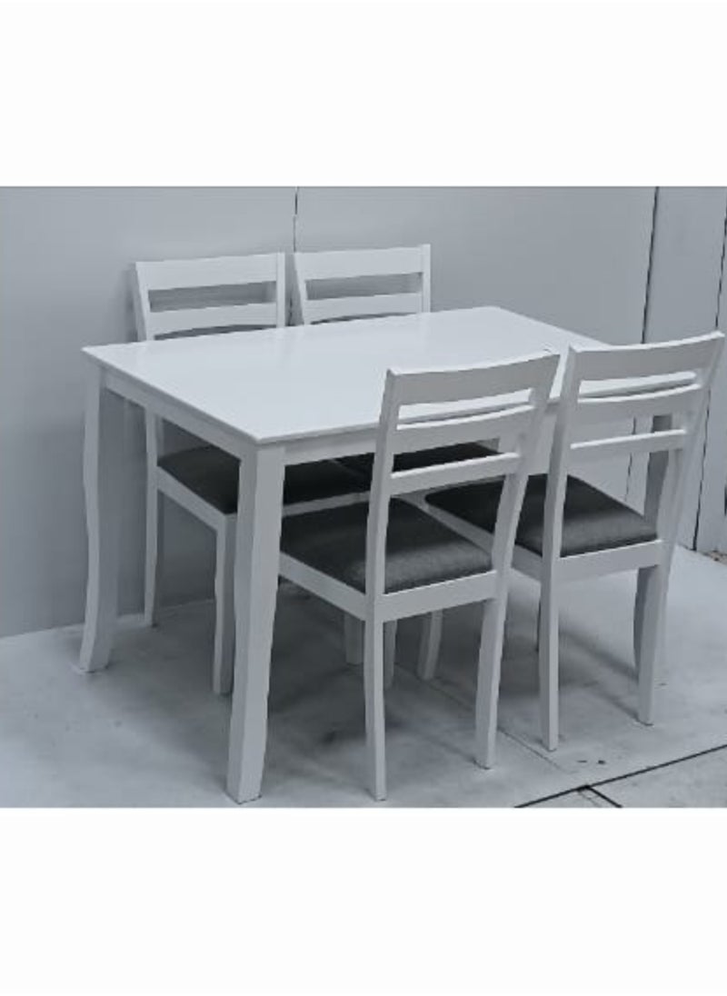 SILA MODERN DESIGN 4 SEATER WOODEN DINING SET WITH CHAIRS WHITE  - Image 3